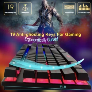 ست گیمینگ اورزلی مدل HORNET_RX_250_NEON BACKLIGHT با سوییچ ممبران، Full Size، نورپردازی صفحه کلید RGB، مقاوم در مقابل نفوذ مایعات، گرد و غبار، اتصال Plug & Play، پایه‌های ضد لغزش